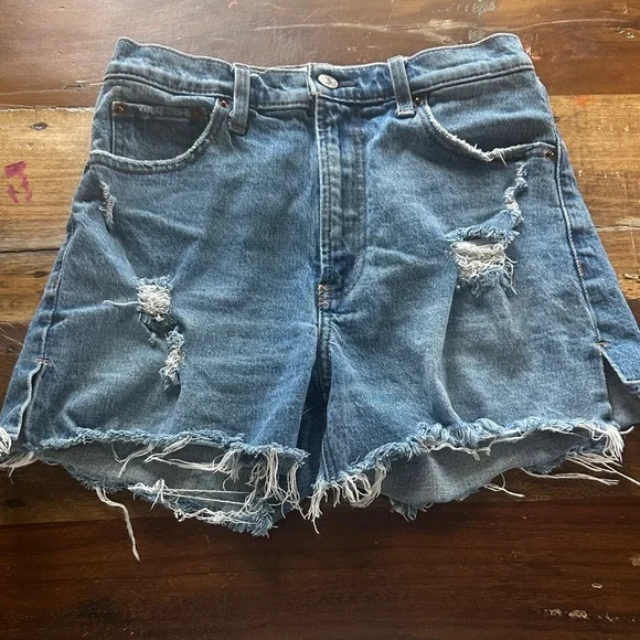 Abercrombie & Fitch Distressed Blue Denim Cutoff Shorts - Picture 4 of 6